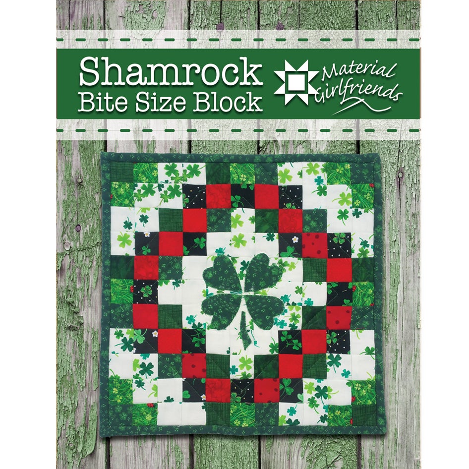Material Girlfriends Bite Size shamrock appliqué template layout